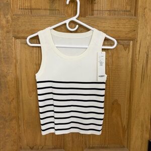 Striped White and Black Tank Top